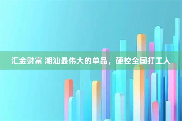 汇金财富 潮汕最伟大的单品，硬控全国打工人